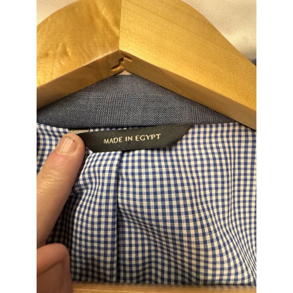 Banana Republic Mens Tailored Slim Fit Blazer 44R Light Plaid Polyester Blend - Picture 9 of 11